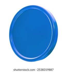 3d render realistic blue metal coin blank medal vector illustration isolated