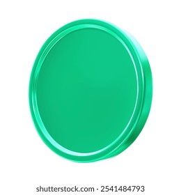 3d render realistic emerald green metal coin blank medal vector illustration isolated