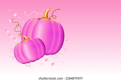 3d machen realistische rosa goldene Kürbis, Thanksgiving-Hintergrund Vektorgrafik.