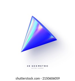 3d macht realistisch primitiv. Glossy holografische geometrische Form einzeln auf weißem Hintergrund. Ungewöhnliches trendiges Design, dünner Film-Effekt. Vektorgrafik.