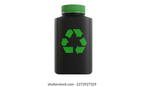 3D-Rendering, Recycling der Milchflasche auf transparentem Hintergrund