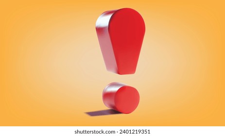 3d render of red exclamation mark icon, vector illustration