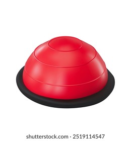 3D render of a red half-sphere for Pilates and yoga and balance training. Vector illustration isolated on a white background