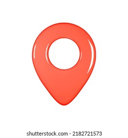3D render red map pin minimal icon isolated on white background vector illustration. Destination and delivery concept.