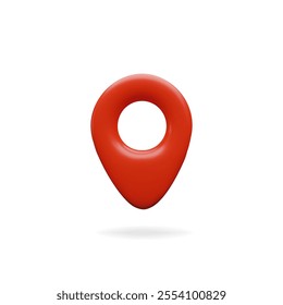 3d render red pin position on the map. Mark location on the cartography. Vector illustration three dimensional internet navigation. Direction tags address. Road point symbol for travel. Delivery info