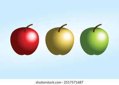 3D Render of Red Yellow and Red Apple 