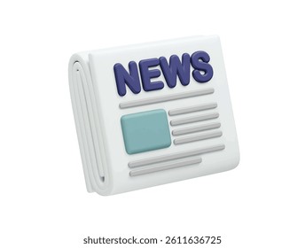 3D render of a rolled up newspaper icon illustration News paper icon 3d render