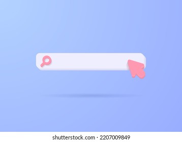 3D render search bar, search box, address bar, online search and search engine vector concept. 3d vector design illustration