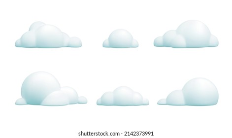 3d render set cartoon clouds isolated Various white cloud shapes for games, animations, web. Vector cartoon illustration