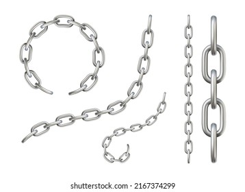 3d render set metal   gold chain isolated object white background  vector illustration 

