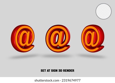 3D RENDER SET AT SIGN RED ORANGE COLOR