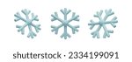 3d render set of snowflakes. Meteorology realistic element. Vector symbol of cold, frost. Design element for winter season. Hegagon shape crystal in clay, plastic style