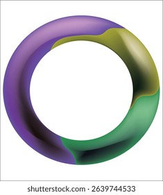 3d render shape metallic holographic abstract ring. Glossy geometric primitive object round isolated with clipping path. Iridescent trendy design. 3D Illustration