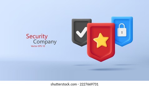 Iconos de pantalla de procesado 3d con candado satén y marca de verificación, seguridad digital