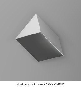 3d render silver geometric shape with shadows isolated on grey background. Metal glossy realistic primitive. Abstract decorative vector figure for trendy design