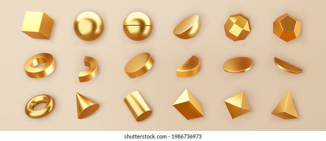 3 d representan objetos de formas geométricas de plata aislados en el fondo. Primitivas cromadas y realistas de metal brillante - esfera, pirámide, toro con sombras. vector decorativo abstracto para el diseño de moda