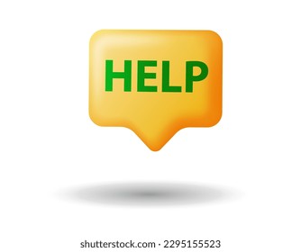 3d render speech bubble chat  elements help. vector isolated on white 