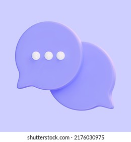 3D render speech bubble isolated on purple background. Online chat and communication concept.