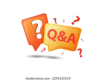  3d render speech bubble question mark QA . vector icon isolated on white