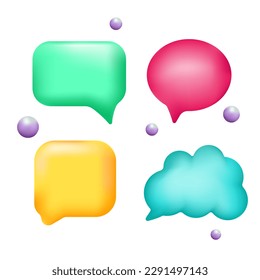 3d render speech bubble . Set of four 3D speech bubble icons.