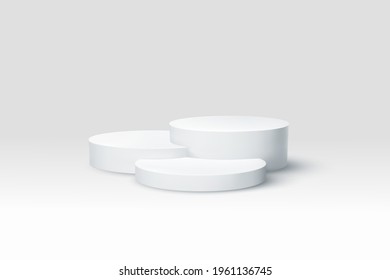 3D render stage for products, stage use for showing products, podium, winner, white background.