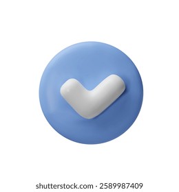 3d render success checkbox. Three-dimensional vector illustration of OK solution. Approve checklist or accept sign. Checkout badge of voting or examining. Graphic symbol of correct verification