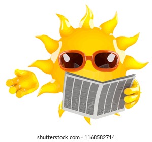 3d render of the sun reading a newspaper