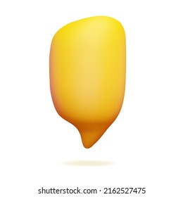 3d render sunny color speech bubble icon. Rendering vector illustration of yellow message cloud isolated on white background. Empty space for text. Cute cartoon design. Social media sign. 