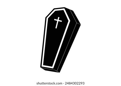 3d render of a symbol, coffin vector,   icon vector illustration,  coffin silhouette of a coffin isolated on a white background,  eps, png,   vector