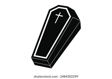 3d render of a symbol, coffin vector,   icon vector illustration,  coffin silhouette of a coffin isolated on a white background,  eps, png,   vector