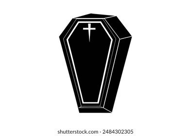 3d render of a symbol, coffin vector,   icon vector illustration,  coffin silhouette of a coffin isolated on a white background,  eps, png,   vector