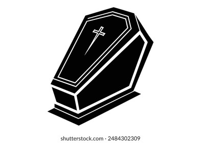 3d render of a symbol, coffin vector,   icon vector illustration,  coffin silhouette of a coffin isolated on a white background,  eps, png,   vector