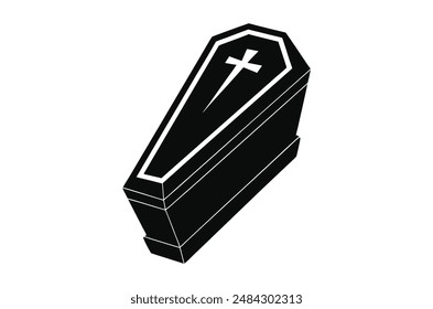 3d render of a symbol, coffin vector,   icon vector illustration,  coffin silhouette of a coffin isolated on a white background,  eps, png,   vector