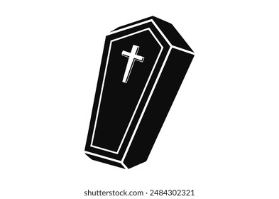 3d render of a symbol, coffin vector,   icon vector illustration,  coffin silhouette of a coffin isolated on a white background,  eps, png,   vector