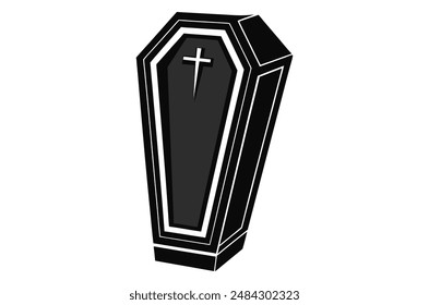3d render of a symbol, coffin vector,   icon vector illustration,  coffin silhouette of a coffin isolated on a white background,  eps, png,   vector