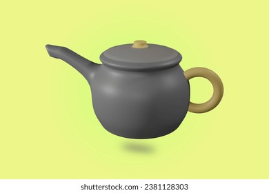 3d render teapot illustration isolated on yellow bacground