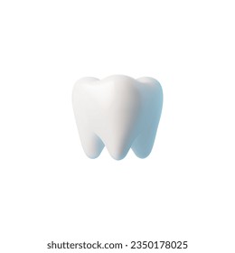 3D render tooth. Teeth whitening. Dental, medicine and health oral care concept design element. Vector realistic healthy tooth, clean enamel illustration isolated on white background