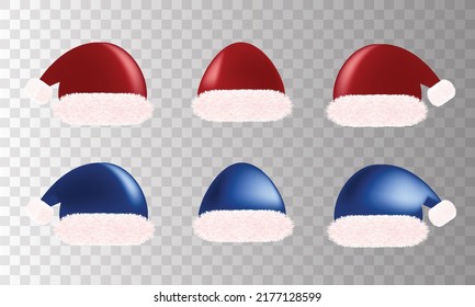 3D render, vector graphics Santa Claus hat on transparent background.