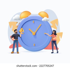 3D render Vector illustration, alarm clock rings on white background, concept of work time management, quick reaction awakening 3D vector illustration. Business deadline schedule. Time organizer 3D