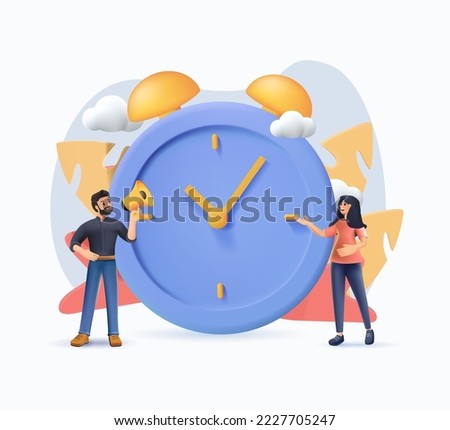 3D render Vector illustration, alarm clock rings on white background, concept of work time management, quick reaction awakening 3D vector illustration. Business deadline schedule. Time organizer 3D
