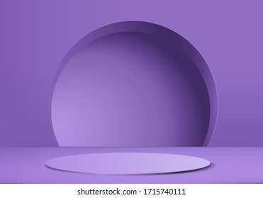 3D render vector of purple abstract geometric background. product purple pastel podium or pedestal backdrop. stage minimal design purple platform. Stage for product display on violet background 3d.