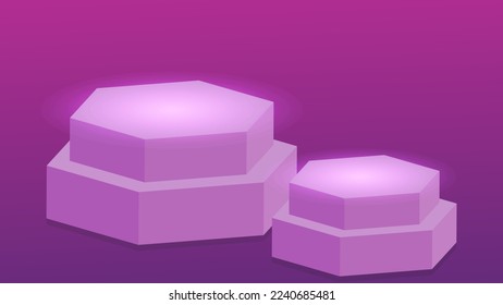 3D render vector of purple abstract geometric background platform floor. Bright purple 3d pastel podium or pedestal backdrop. purple minimal design concept. Stage podium purple 3d render for product