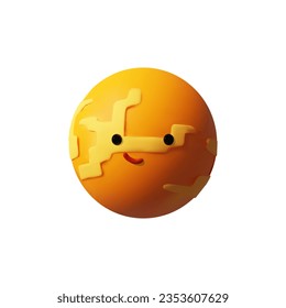 3D render Venus character. Kawaii planet in Solar system, Milky way galaxy. Vector illustration on astronomy in clay style for kids, children education. Sleppy mascot about Universe