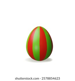 3d render vertical striped easter egg. Three-dimensional vector illustration for Christian celebration or children hunt, springtime holiday. Religion traditional ceremony element. ingredient protein