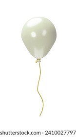 3D render white balloon for Patrick's Day party. Realistic inflatable element for birthday, carnival, festival, celebrations, anniversary. Flying helium vector object template for greeting card.