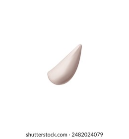 3D render of a white whole clove of garlic. A healthy vegetable full of vitamins. Farm product from the garden. Raw, unpeeled garlic clove. Vector illustration isolated on white background.