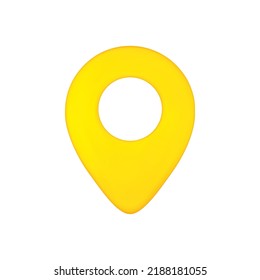 3D render yellow map pointer isolated on white background vector illustration.