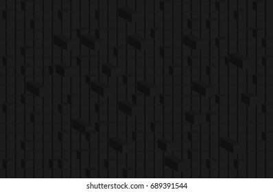 3d rendered abstract random black cubes background, black cube pattern.