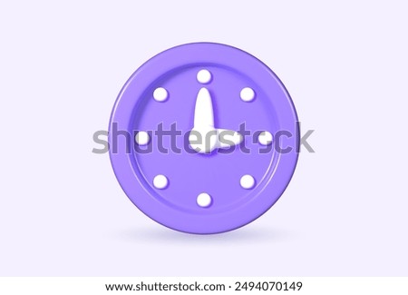 3D rendered clock, isolated on a blue background. Volumetric 3D icon of an clock, symbolizing reminders and deadlines.