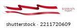 3d Rendered Flag Ribbons oof Bahrain with shadows, isolated on white background. Curled and rendered in perspective. Graphic Resource. Editable Vector Illustration.